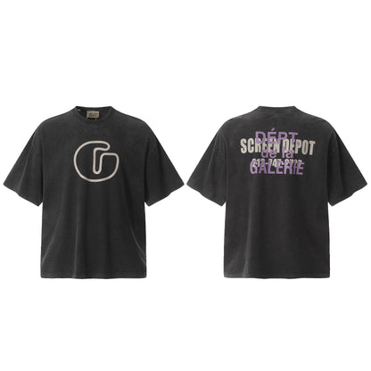 Vintage Gallery Dept Letter Print Loose Fit Washed T-Shirt