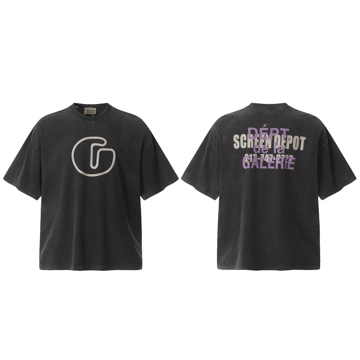 Vintage Gallery Dept Letter Print Loose Fit Washed T-Shirt
