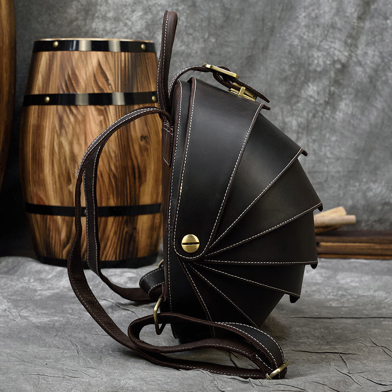 Vintage Genuine Leather Beetle Backpack for Men and Women