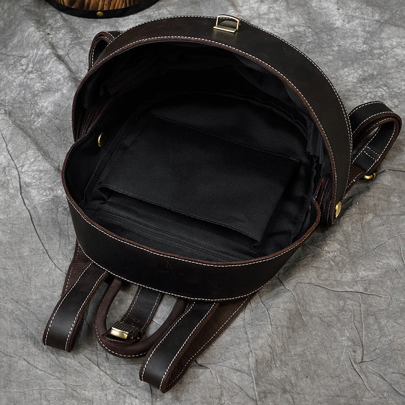 Vintage Genuine Leather Beetle Backpack for Men and Women