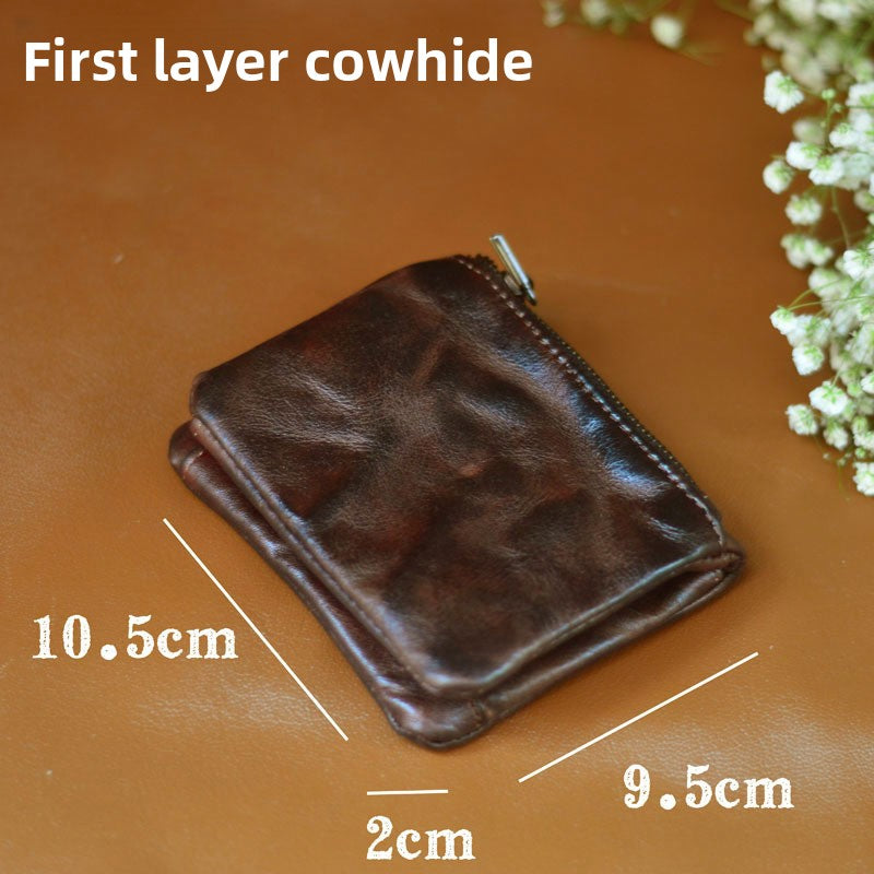 Vintage Genuine Leather Men's Wallet with Multi-Card Slots