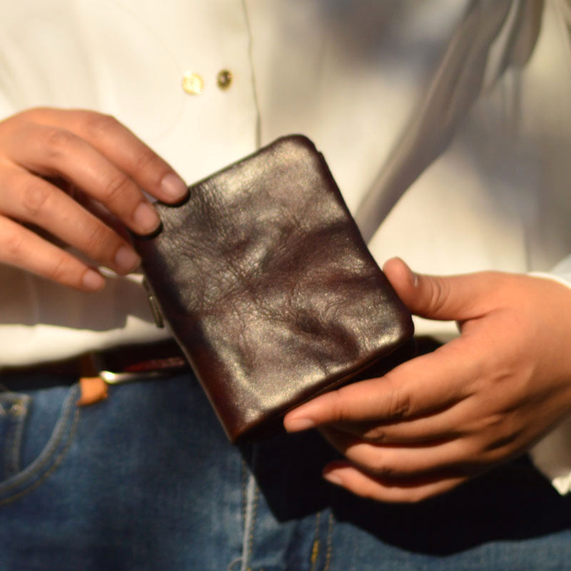 Vintage Genuine Leather Men's Wallet with Multi-Card Slots