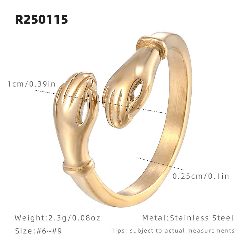 Vintage Geometric Embrace Opening Ring