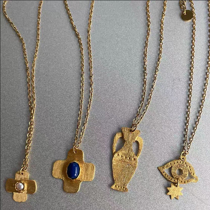 Vintage Geometric Gold Plated Necklace