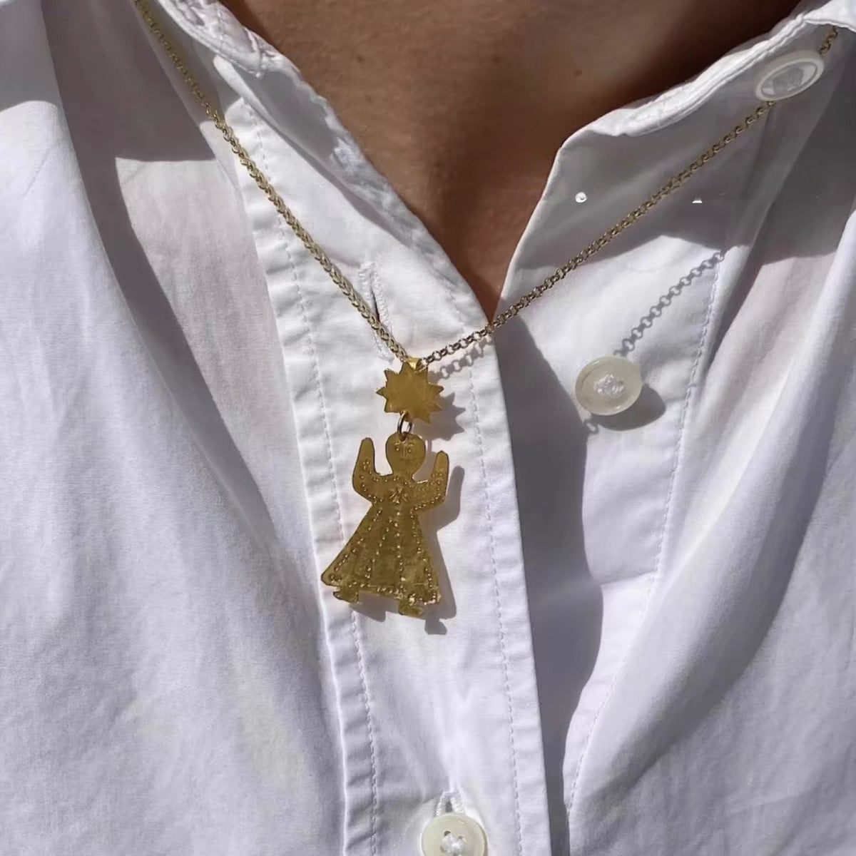 Vintage Geometric Gold Plated Necklace