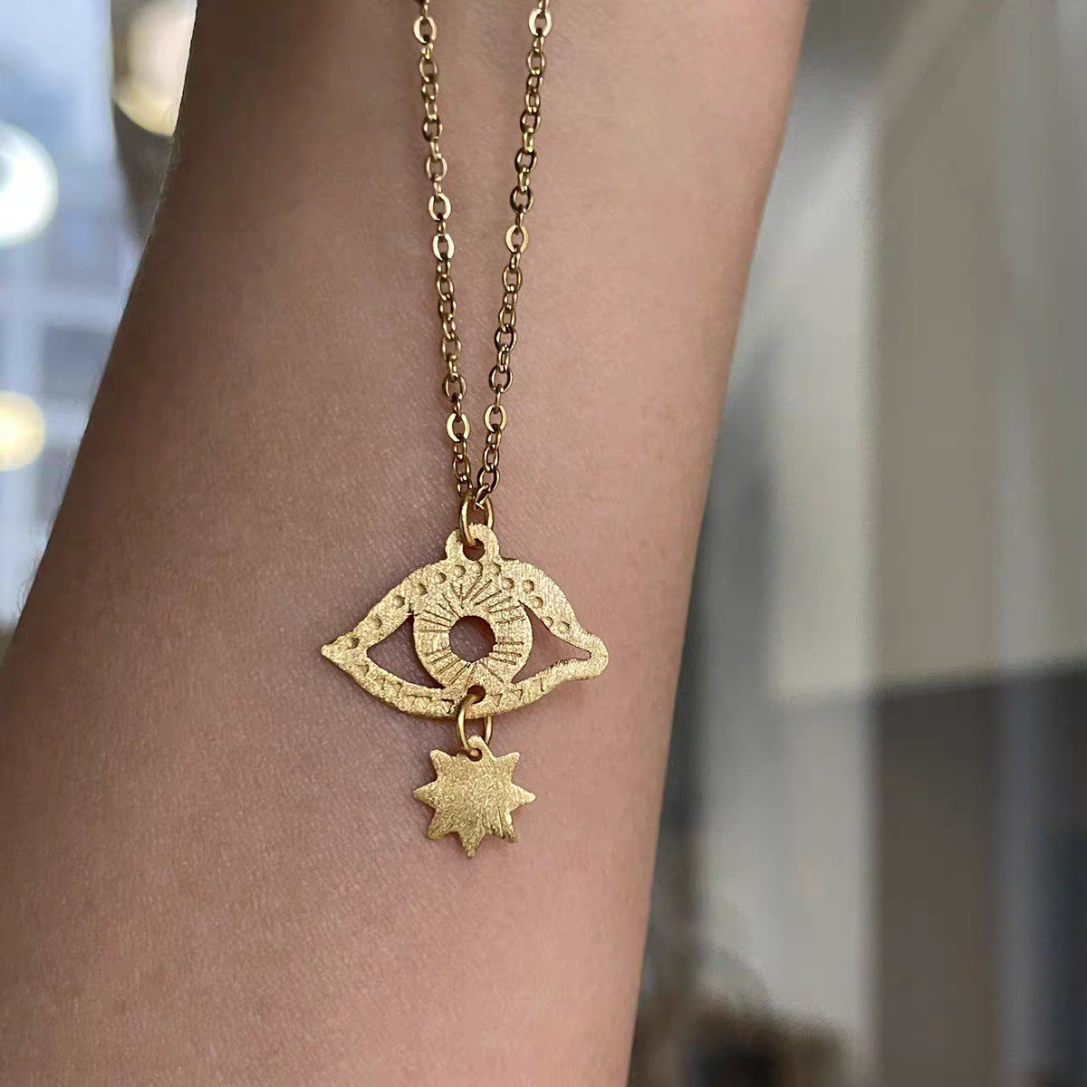 Vintage Geometric Gold Plated Necklace
