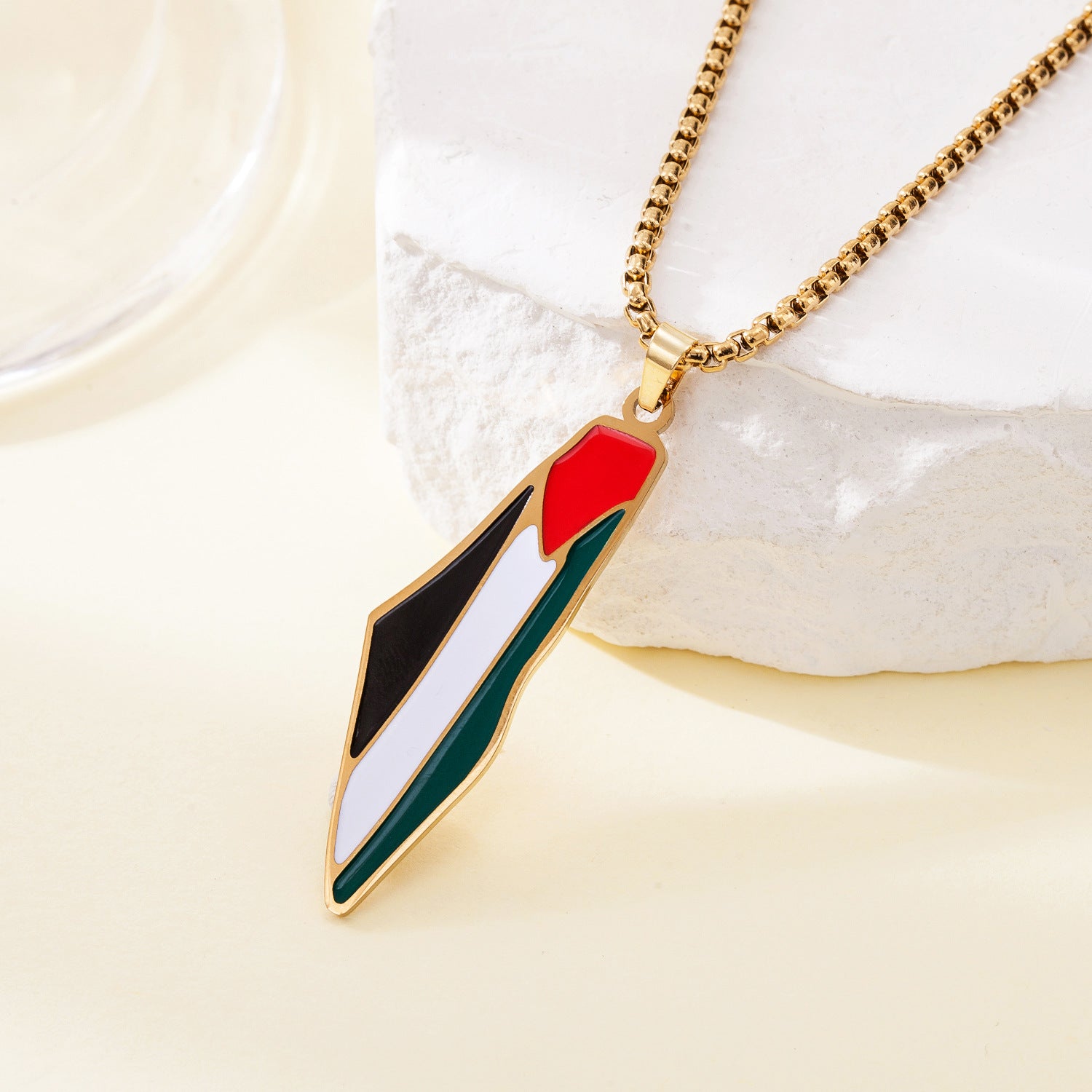 Vintage Geometric Map Pendant Necklace
