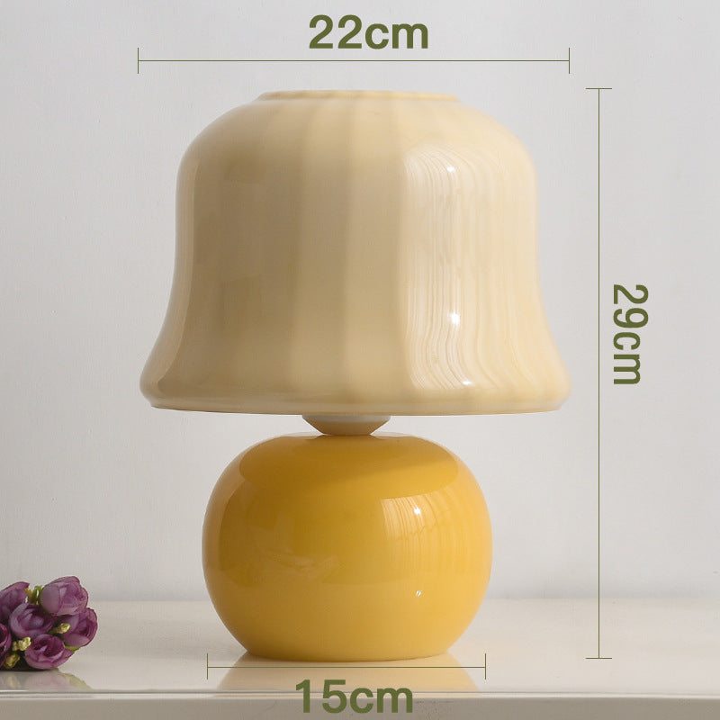 Vintage Glass Table Lamp with Wireless Charging