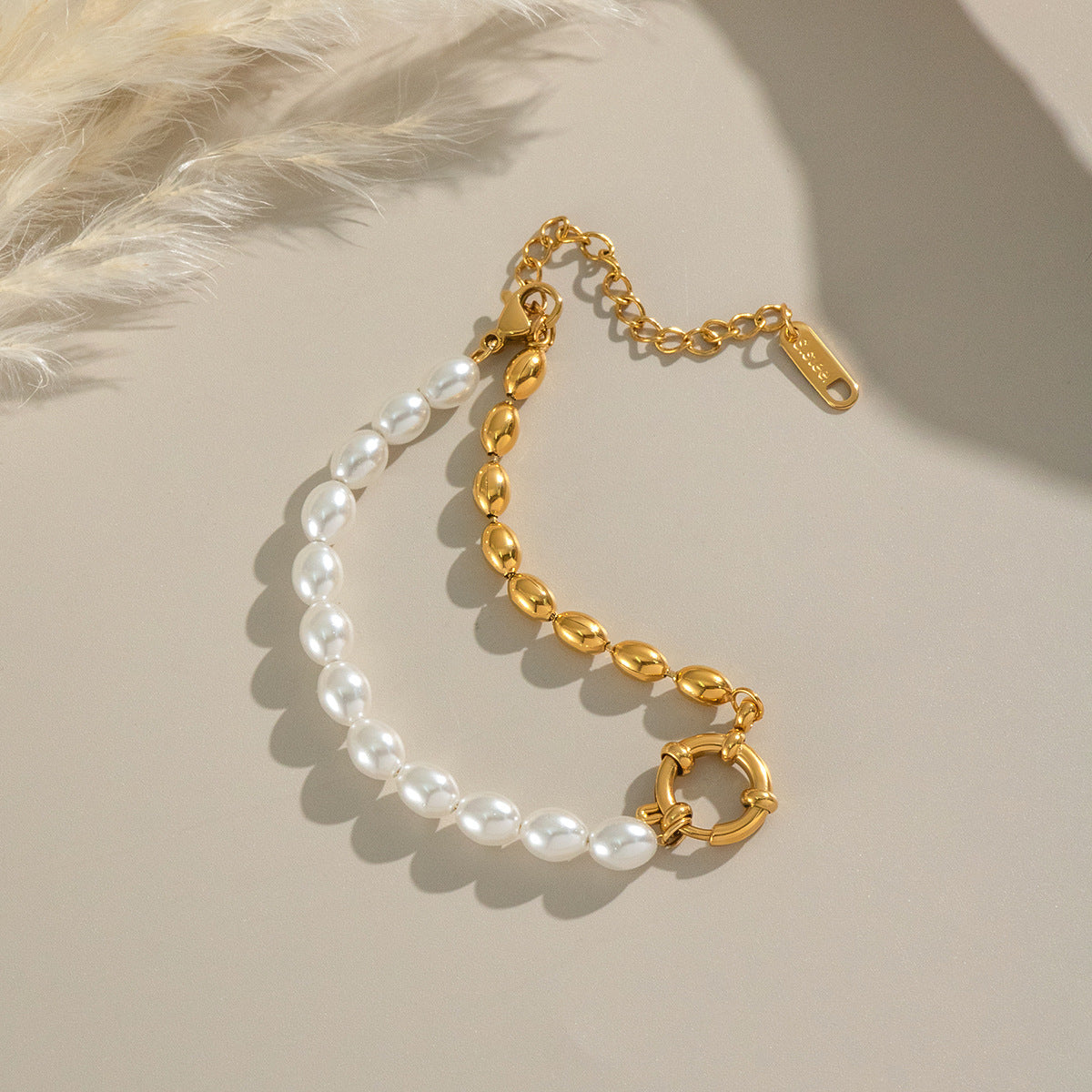 Vintage Gold Bead Pearl Bracelet