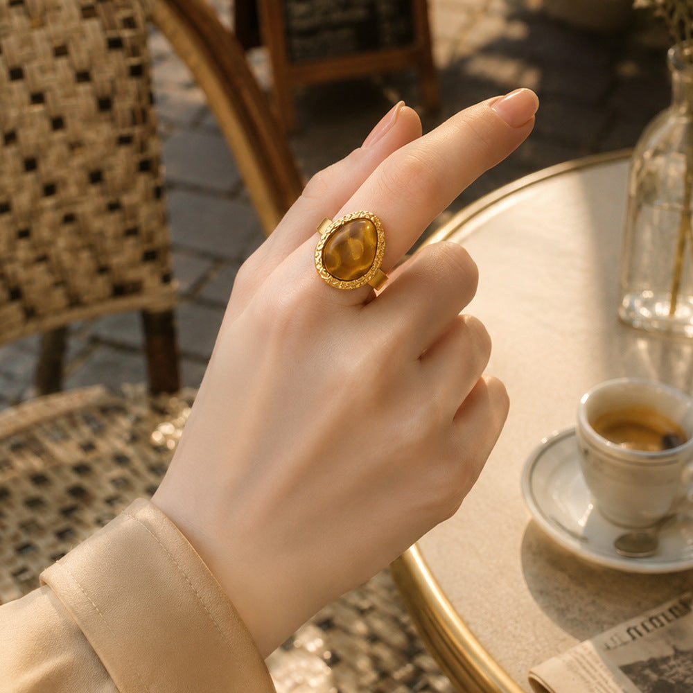 Vintage Gradient Gemstone Square Open Ring