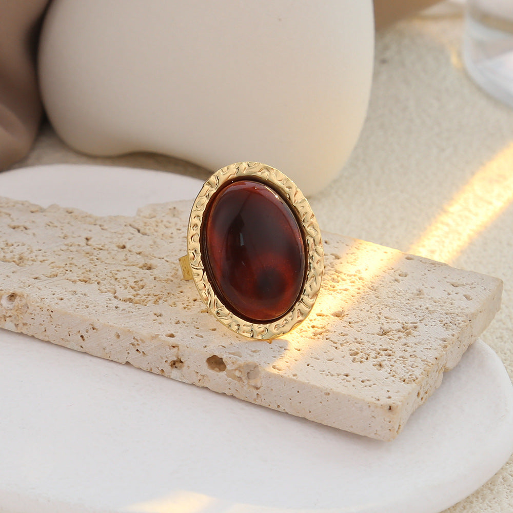 Vintage Gradient Gemstone Square Open Ring