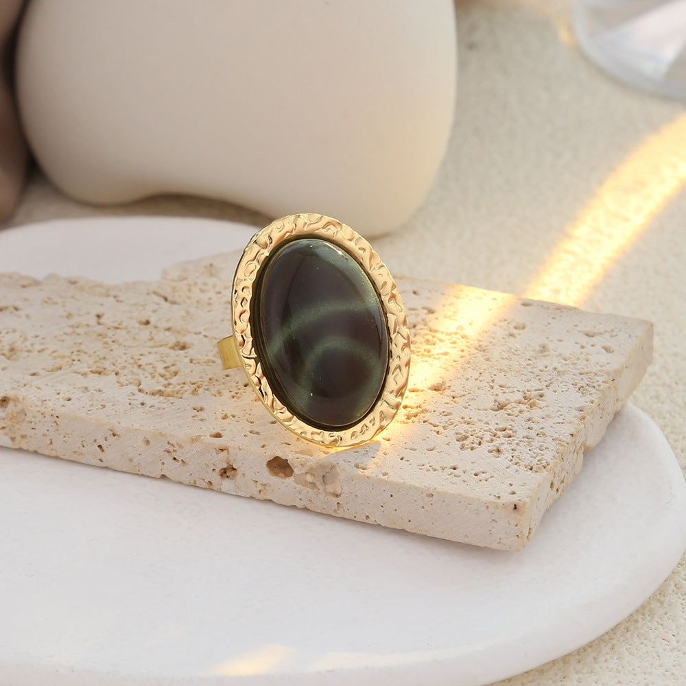 Vintage Gradient Gemstone Square Open Ring