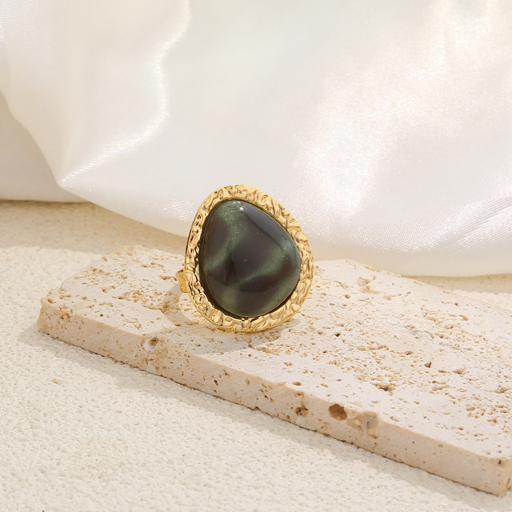 Vintage Gradient Gemstone Square Open Ring