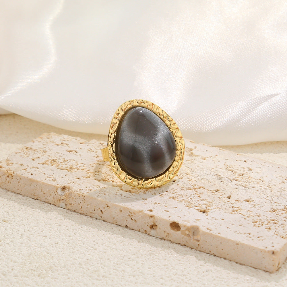 Vintage Gradient Gemstone Square Open Ring