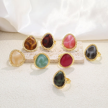 Vintage Gradient Gemstone Square Open Ring