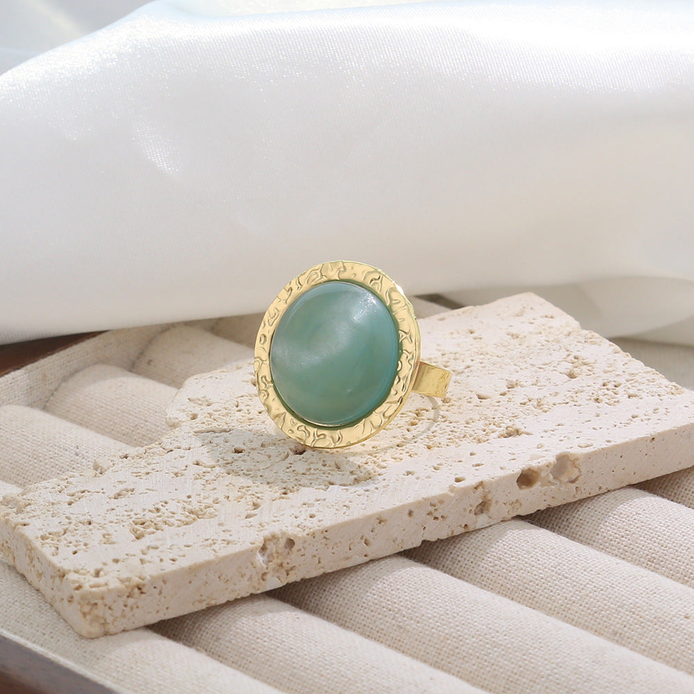 Vintage Gradient Gemstone Square Open Ring