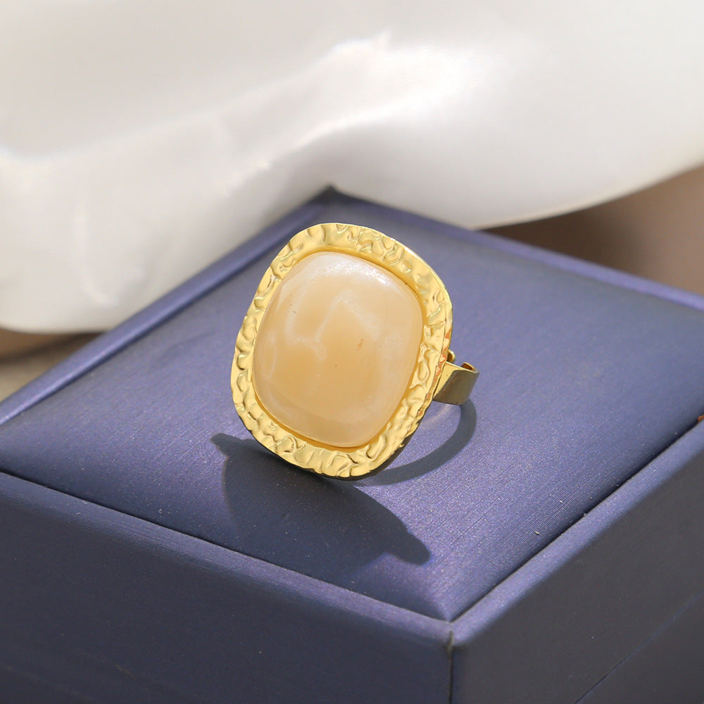 Vintage Gradient Gemstone Square Open Ring