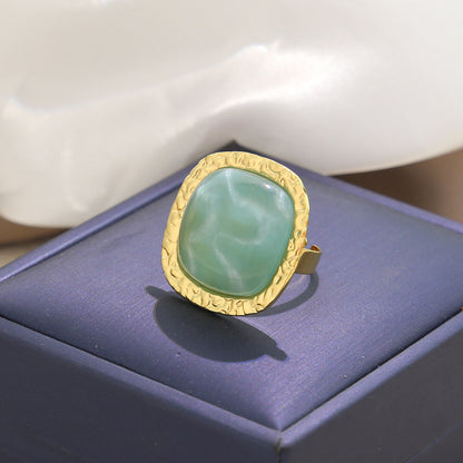 Vintage Gradient Gemstone Square Open Ring