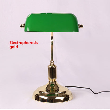 Vintage Green Glass Table Lamp