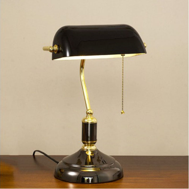 Vintage Green Glass Table Lamp