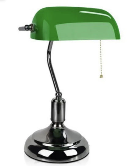 Vintage Green Glass Table Lamp