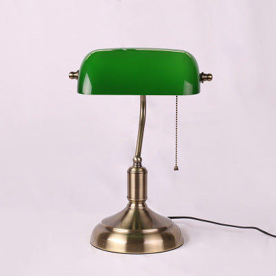 Vintage Green Glass Table Lamp