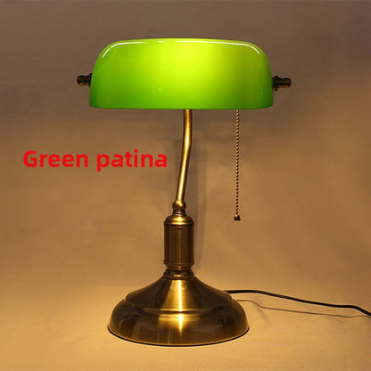 Vintage Green Glass Table Lamp