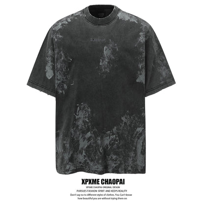Vintage Hand-Painted Cotton T-Shirt for Men and Women