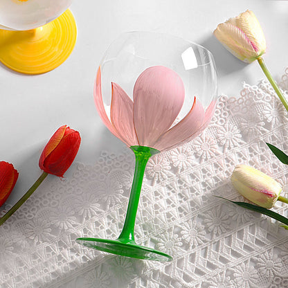 Vintage Hand-Painted Tulip Wine Glass