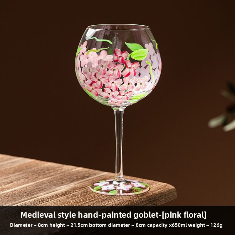Vintage Hand-Painted Tulip Wine Glass