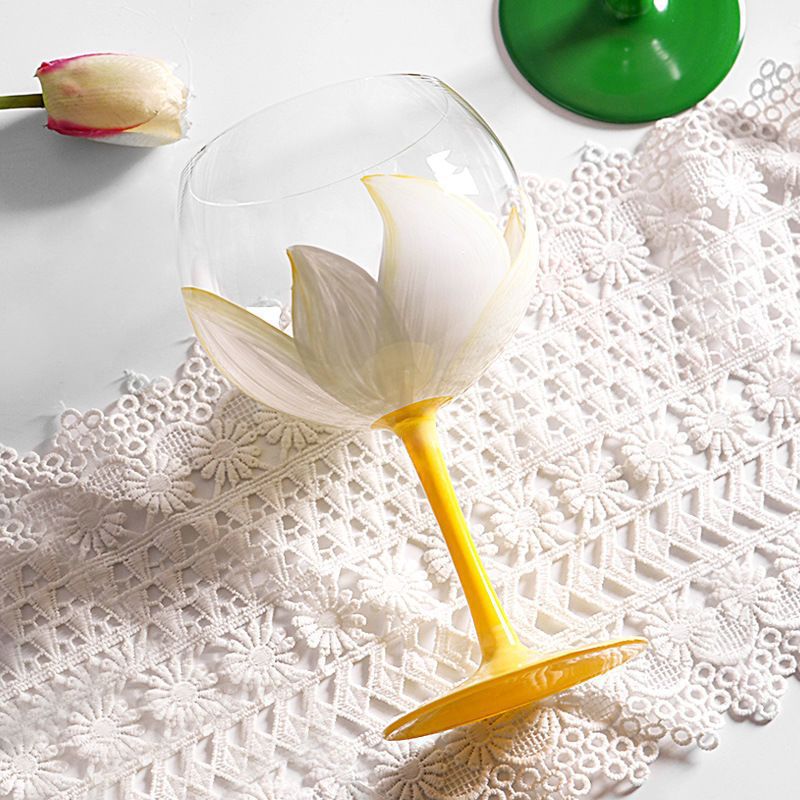 Vintage Hand-Painted Tulip Wine Glass