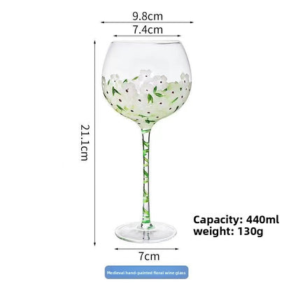 Vintage Hand-Painted Tulip Wine Glass
