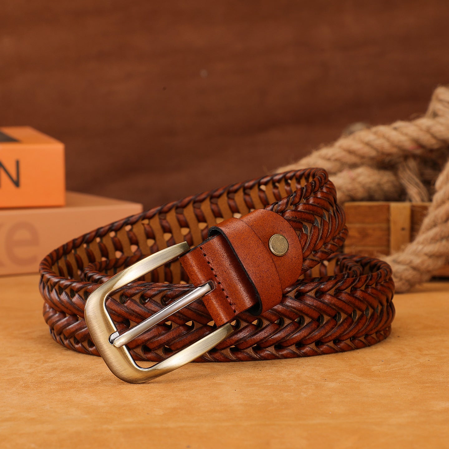 Vintage Handwoven Genuine Leather Belt