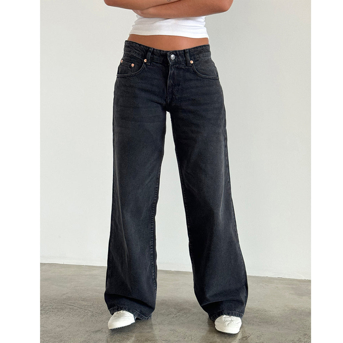 Vintage High Waist Wide Leg Denim Pants