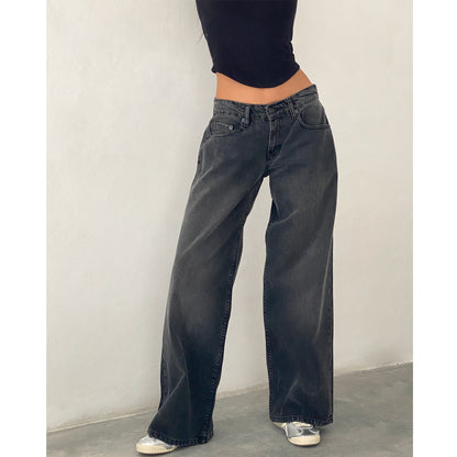 Vintage High Waist Wide Leg Denim Pants