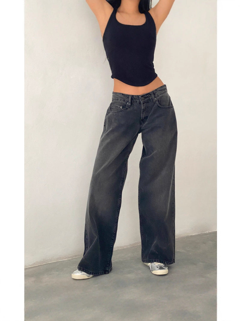 Vintage High Waist Wide Leg Denim Pants