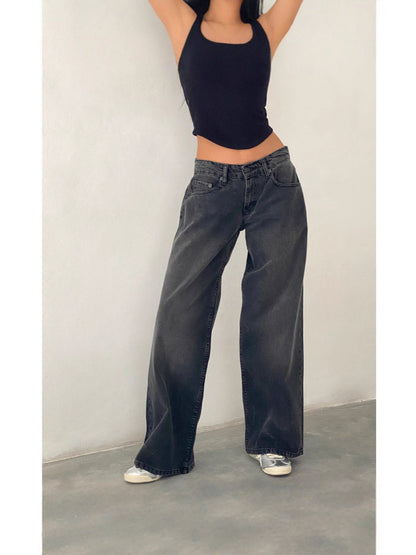Vintage High Waist Wide Leg Denim Pants