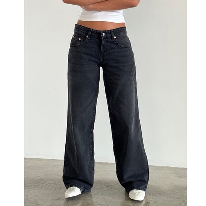 Vintage High Waist Wide Leg Denim Pants