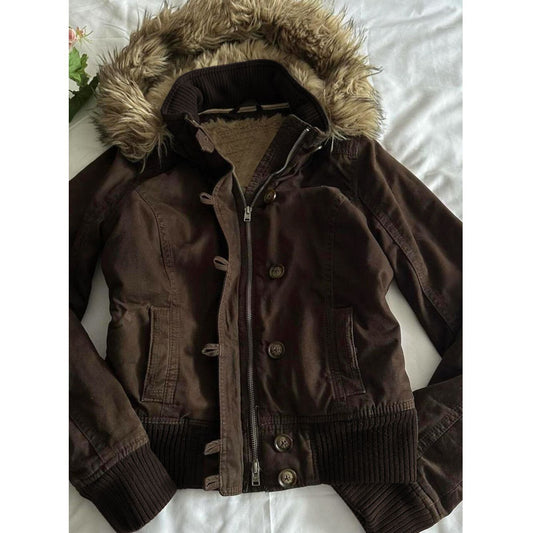Vintage Hooded Fur Collar Jacket