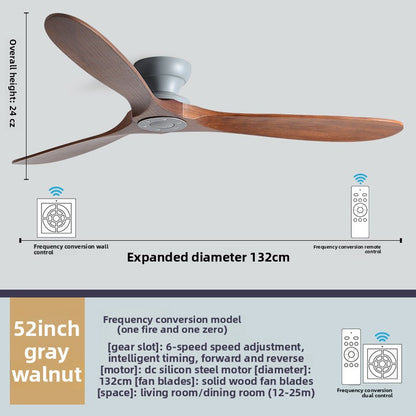 Vintage Industrial Ceiling Fan with Solid Wood Blades