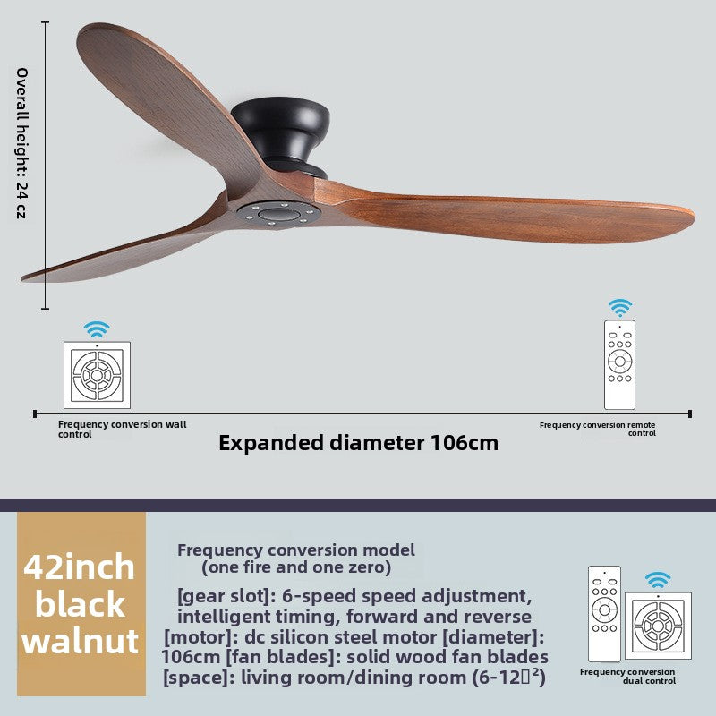 Vintage Industrial Ceiling Fan with Solid Wood Blades