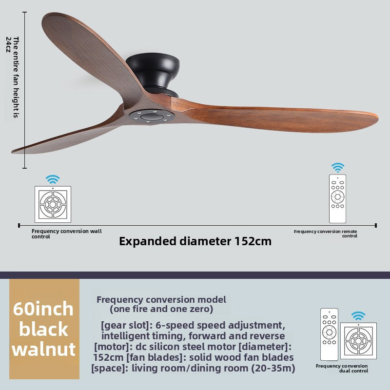 Vintage Industrial Ceiling Fan with Solid Wood Blades