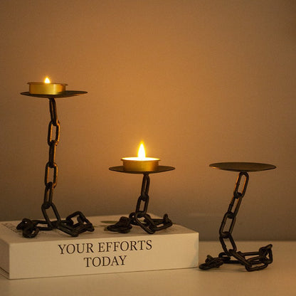 Vintage Iron Chain Candlestick