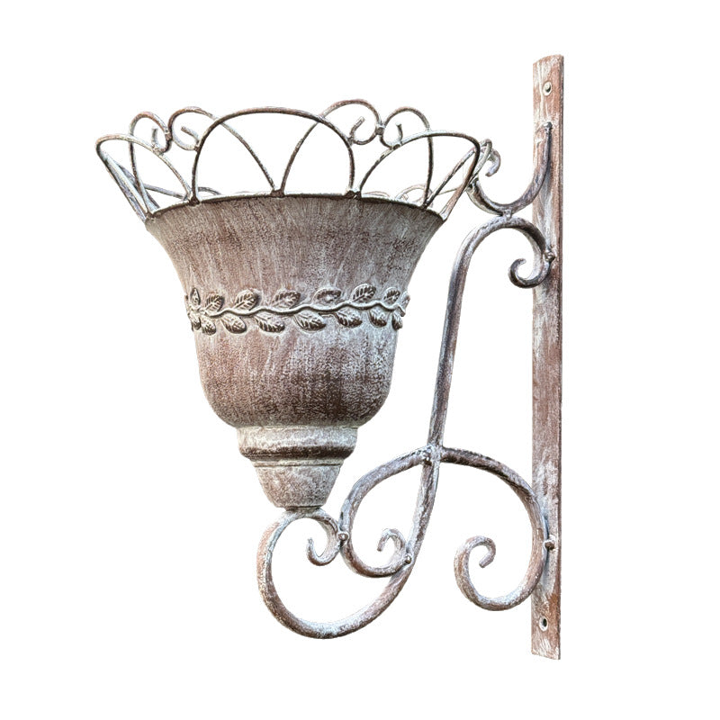 Vintage Iron Wall Hanging Flower Basket Planter