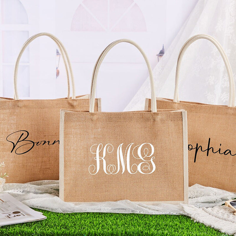 Vintage Jute Tote Bag with UV Canvas