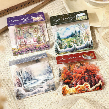 Vintage Landscape PET Sticker Sheets