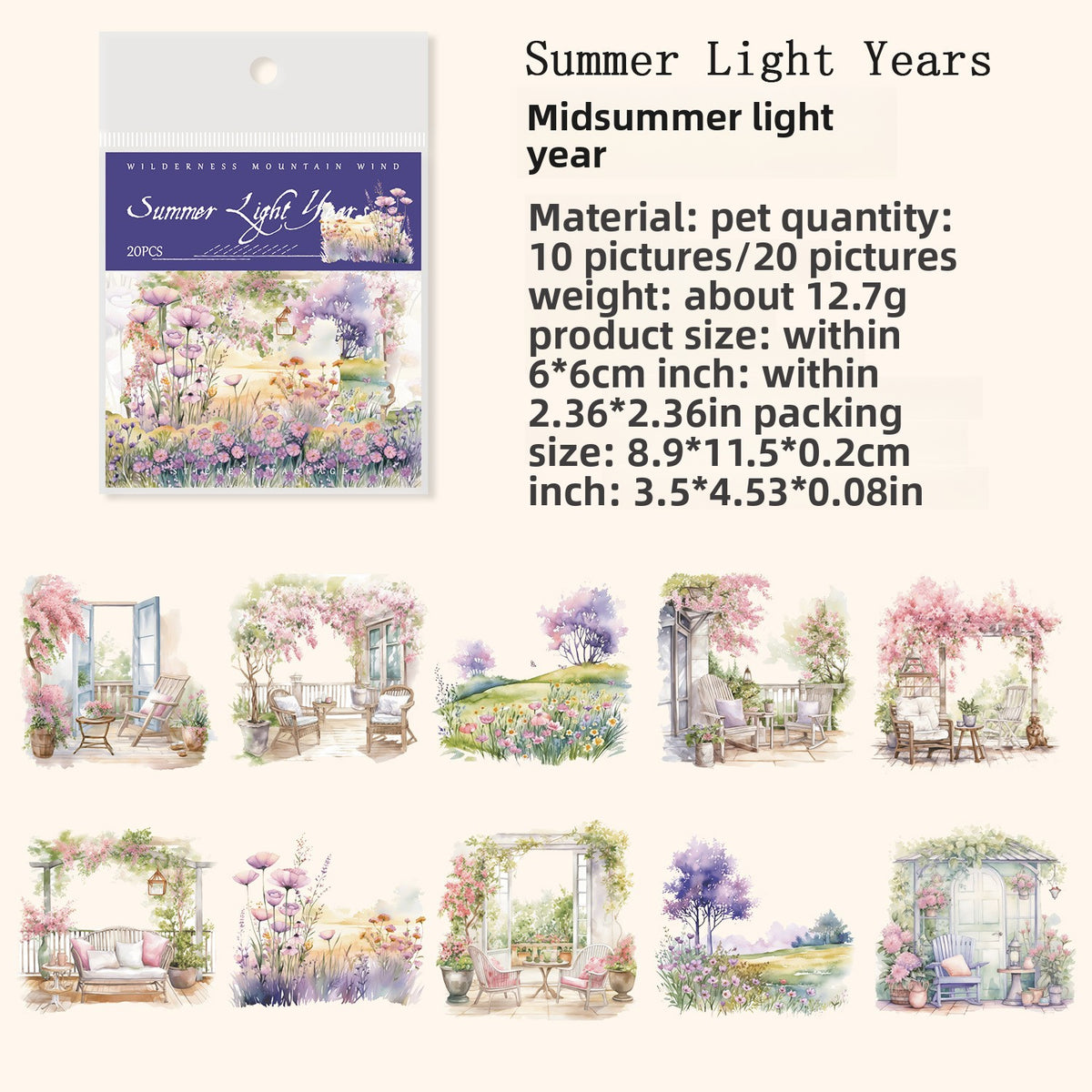 Vintage Landscape PET Sticker Sheets