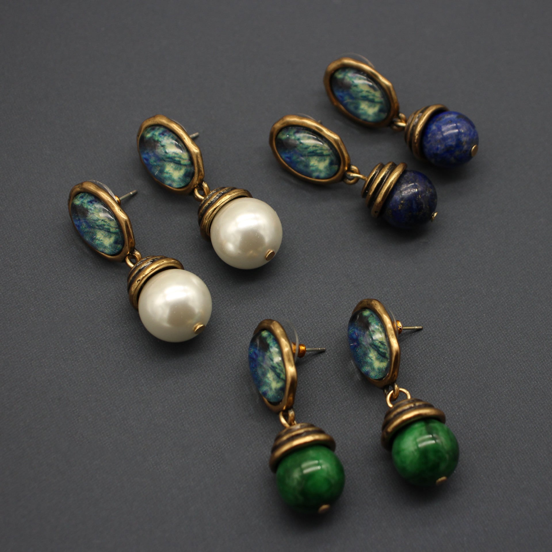 Vintage Lapis Lazuli Pearl Earrings