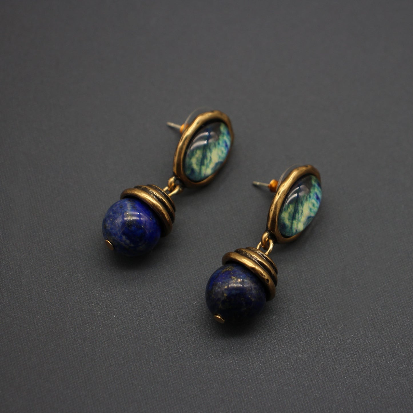 Vintage Lapis Lazuli Pearl Earrings