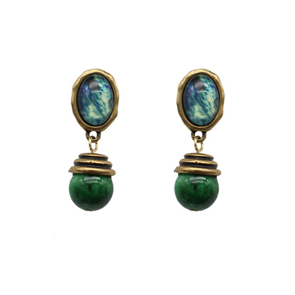 Vintage Lapis Lazuli Pearl Earrings